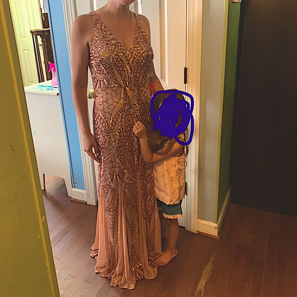 Art Deco style sequin rose floor length dress